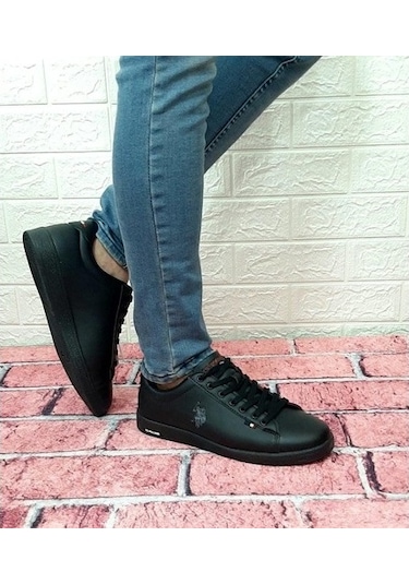 U.S.Polo Franco Siyah Düz Tabanlı Sneaker Bayan Erkek Spor Ayakka