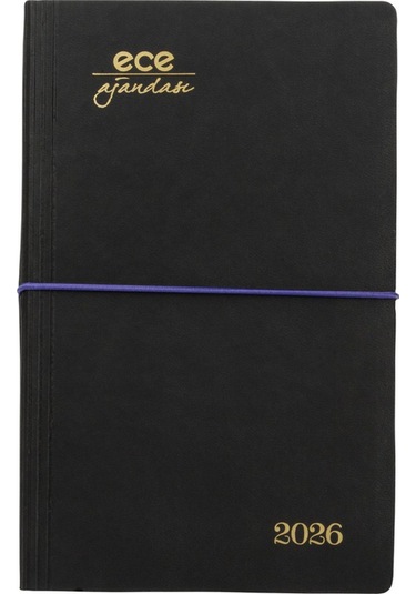 Ece Ajandası Yeni Akçay 2026 Siyah - Günlük Çizgili 12x18 Siyah