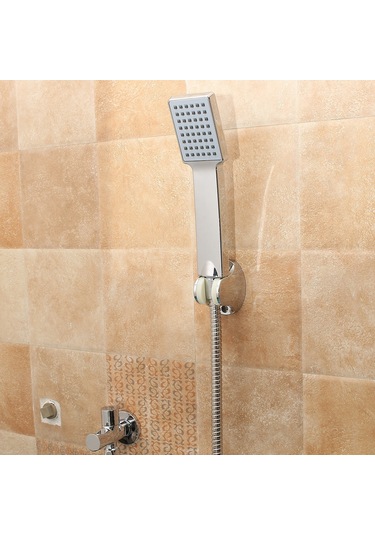 Lebıhmurah Bf348 Faydalı Araçlar Duvara Monte Duş Başlıkları Seti Banyo Abs Kaplama Su Tasarruflu Kare El Tutacağı Gümüş