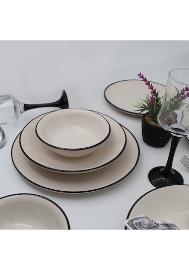 Anka 18 Parça 6 Kişilik Yemek Takımı - Siyah File