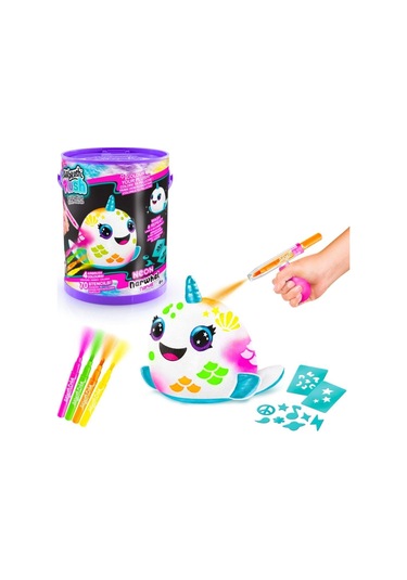 Airbrush Plush Squishy Peluş Neon 55230 Narwhal Çok Renkli