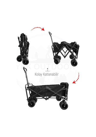 Yek Outdoor Extend Wagon Katlanabilir Kamp Ve Yük Arabası Siyah