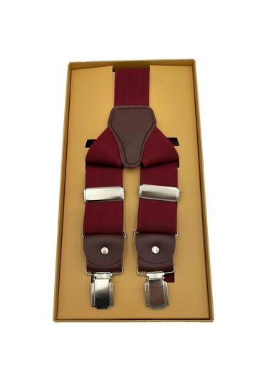 Brianze Deri Bağlantılı Bordo Pantolon Askısı
