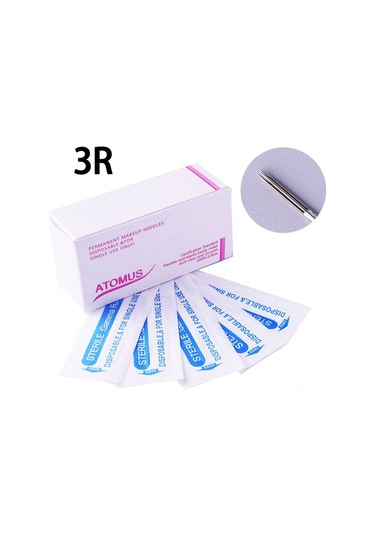 Gajeena "100 Adet Sterilize 3r Kaş Dövme İğnesi - Paslanmaz Çelik Profesyonel Set"