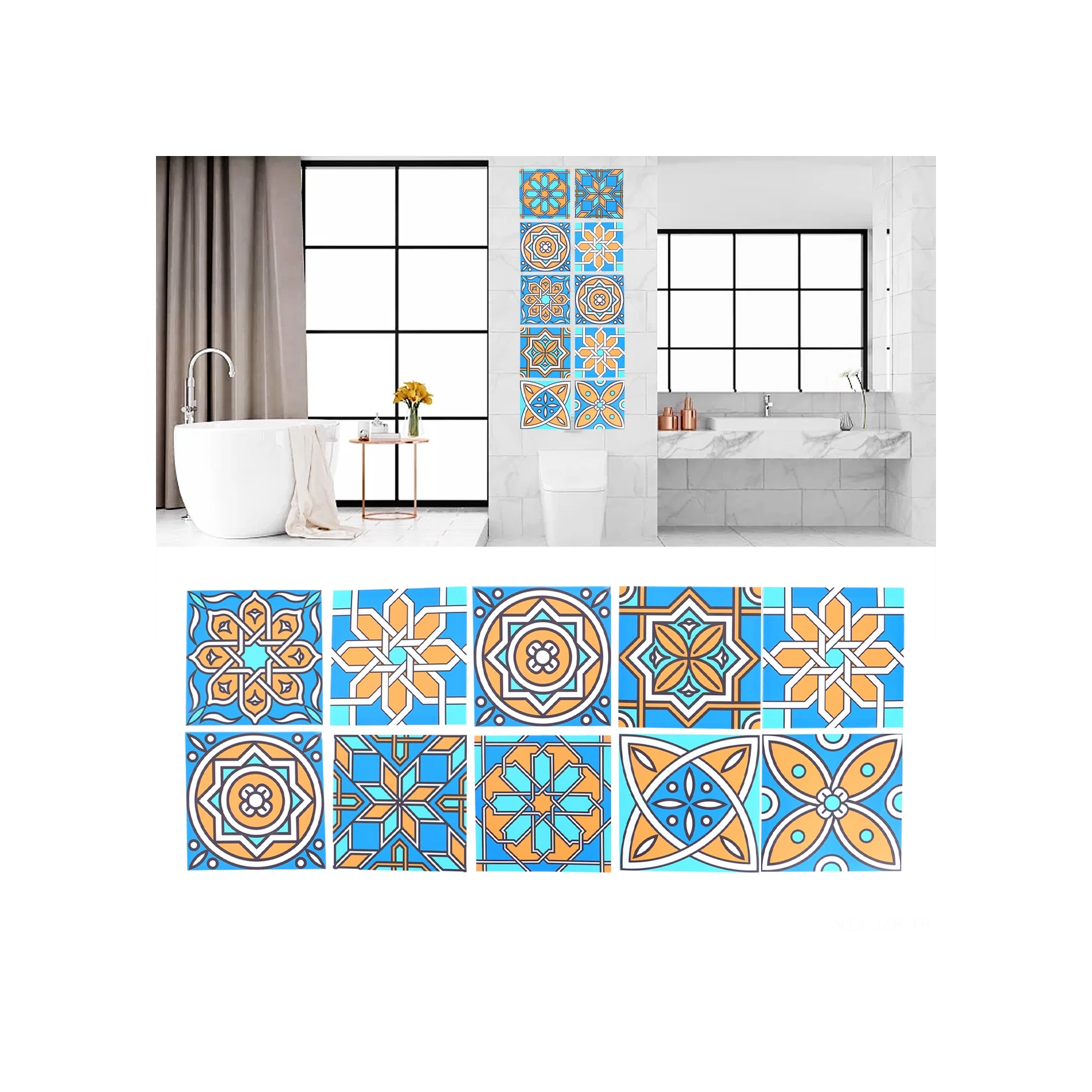 Geeroyoo 10 Adet Pvc Otomatik Yapışkan Siyah Beyaz Mosaik Mdf Duvar Kağıdı, 15x15 Cm, Suya Dayanıklı, Ev Dekorasyonu, Mutfak/banyo Uygun Diğer