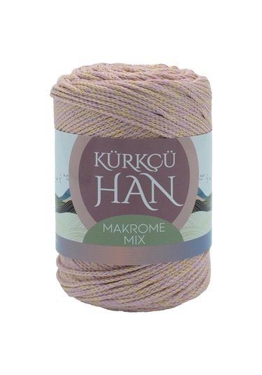 Kürkçü Han Makrome Mix 200gr 120m El Örgü İpi Lila-pembe