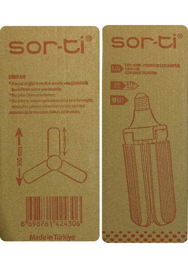 1 Adet Sorti 30w 270w Beyaz Işık E27 Duylu Kalın Duy Led Pervane Ampul