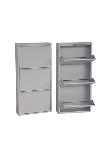 3'lü Metal Ayakkabılık - Gri