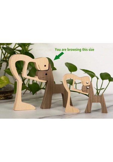 Dianziye Ahşap Köpek Aile Ornamenti - Skandinav Tasarım, Doğal Dokuma, Ev Dekorasyonu, Stres Azaltıcı, Hediye Önerisi B03