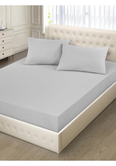 Lastiksiz Çift Kişilik Çarşaf Takımı 220x240 Çarşaf + 2 Yastık Kılıfı Gri