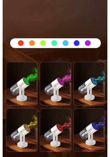 Volkanik Ultrasonik Hava Nemlendirici Led Işıklı Buhar Makinası Araç - Ev Aroma Difüzörü 280ml