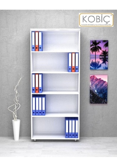 Kobiç Raflı Mdflam Dolap 80x35x185 Cm Beyaz Beyaz