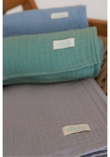 Pamuk 4 Katlı Müslin Battaniye Seti 3'lü Gri