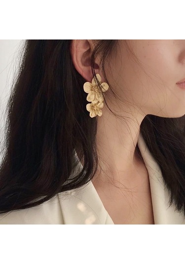 1 Çift Bayan Moda Geometrik Çiçek Küpe Pembe