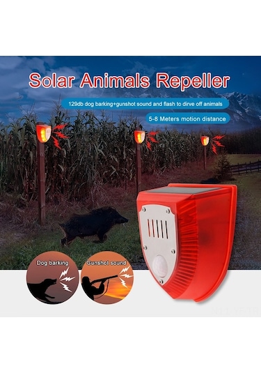 Besthome1 Güneş Enerjili Hareket Sensörlü Kırmızı Led Alarm Lambası 129db Ip65 Su Geçirmez 3 Çalışma Modu Güvenlik Lambası Ev