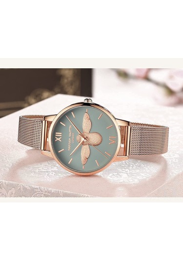 Yunboo 31mm Gümüş Çelik Kordonlu Kadın Kol Saati, Japon Quartz Hareketli, 30m Su Geçirmez, Pembe Altın Gövde Ve Gösterge, Analog Ekran, Flip Kapanma Kapanak Çok Renkli