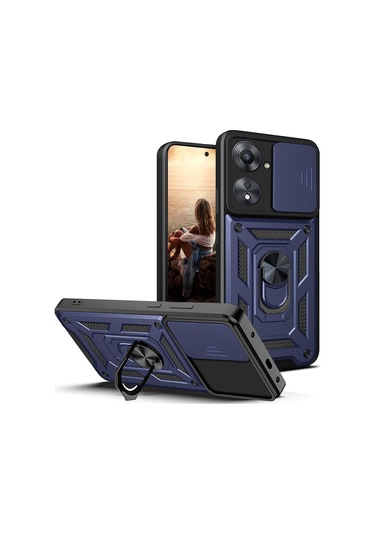 Xiaomi Redmi 13c Kılıf Kamera Koruma Sürgülü Antishock Magnetic Yüzüklü Standlı Kapak