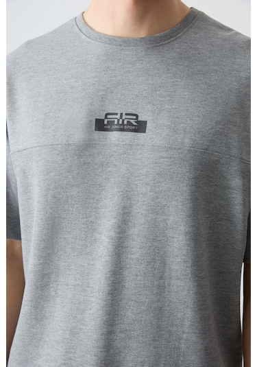 Gri Melanj Pamuklu Kalın Yumuşak Dokulu Oversize Fit Basic Erkek Şort Takım - 85259 GRİ MELANJ