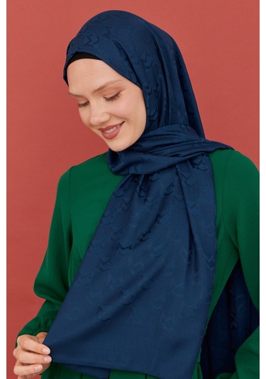Mirsoy Scarf Mc Desen Parlak Jakar Şal - Lacivert Lacivert