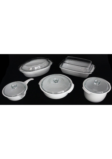 Pomax 1.9 Litre 29.5 CM Porselen Fırın Kabı Tencere Tipli Yuvarla Beyaz