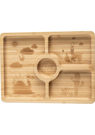 Citron Bölmeli Organik Bambu Kare Yemek Takımı 1073568