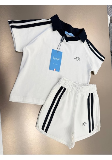 Baby Lory Kids Store Şeritli Polo Yaka Takım Beyaz