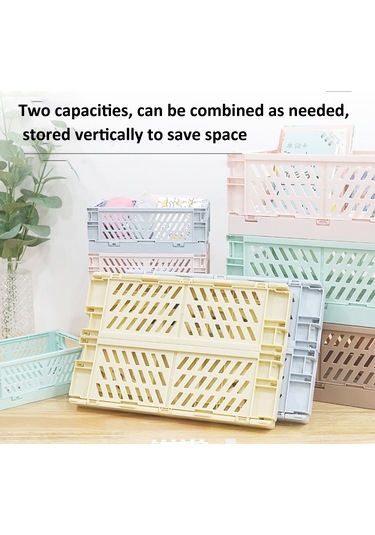 Sones Katlanabilir İstiflenebilir Depolama Sepeti Plastik İçi Boş Ev Ofis Düzenleyici Konteyner Büyük Açık Mavi