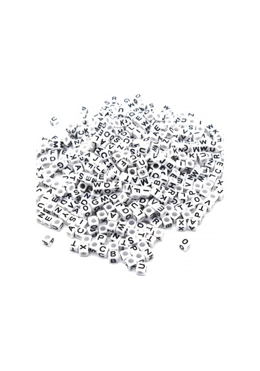 Harf Boncuk Akrilik Küp Beyaz 6 Mm 250 Gr