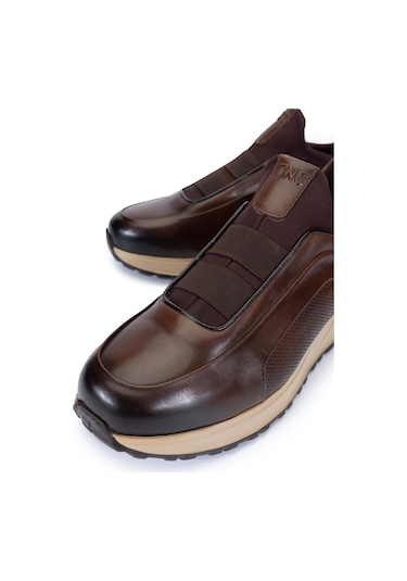 Tamer Tanca Erkek Hakiki Deri Kahverengi Sneakers & Spor Ayakkabı 383 6094 Erk Ayk Y24 Kahve Slvr Kahverengi