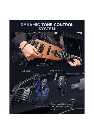 Donner Hush-x Headless Traveller Elektro Gitar Seti Sunburst