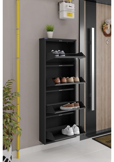 Ceha 4'lü Metal Ayakkabılık - Siyah/Aynalı K.AYK-4/A/P9005