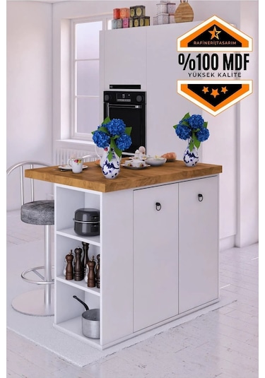 Noma Mdf Mutfak Adası Mutfak Dolabı Ada Mutfak Yemek Masası Ceviz