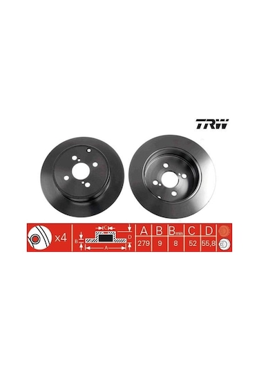 Toyota Corolla Uyumlu Arka Fren Diski E12 Dizel D4D 2002-2007 Trw