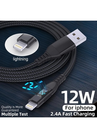 Topshop1 5 Adet İphone Şarj Kablosu Mfi Usb A Kablo Kırmızı Mavi Siyah 5li Set 1 Metre Lightning Kablo İphone İpad Uyumlu