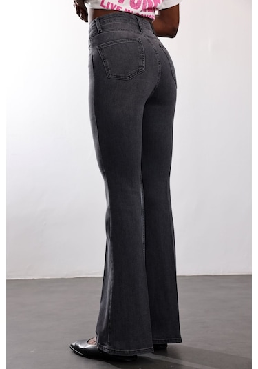 5in1Canpolat Antrasit Full Likra Toparlayan Flare Jean 7578 Antrasit