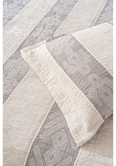 Serena Cappucino Çift Kişilik Yatak Örtüsü Takımı 3 Parça Uyku & Çeyiz Seti Krem