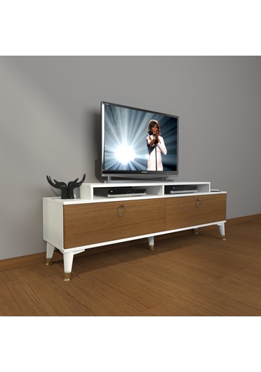 Decoraktiv Ekoflex 4 Mdf Gold Tv Ünitesi Tv Sehpası Beyaz - Ceviz