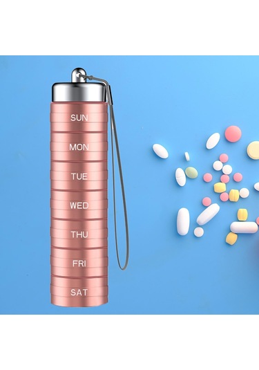 Suntek Magideal Günlük Hap Kutusu Mühürlü 7 Bölmeli Kamp Gül-altın