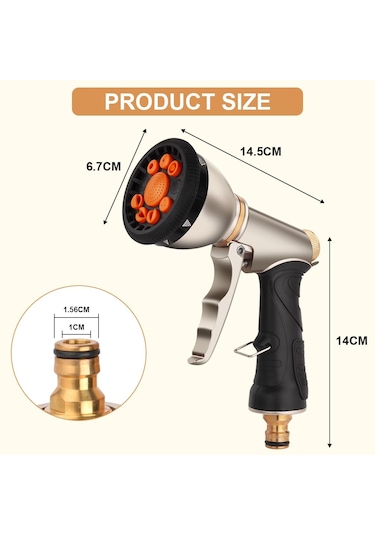 Hortum Borusu Püskürtme Tabancası, Ağır Hizmet Tipi Metal Bahçe 1 Adet