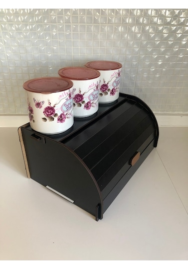 Harmony Ahşap Ekmeklik Organizer,ekmek Kutusu Sepeti, Bakerybox, Ev Hediyesi Siyah