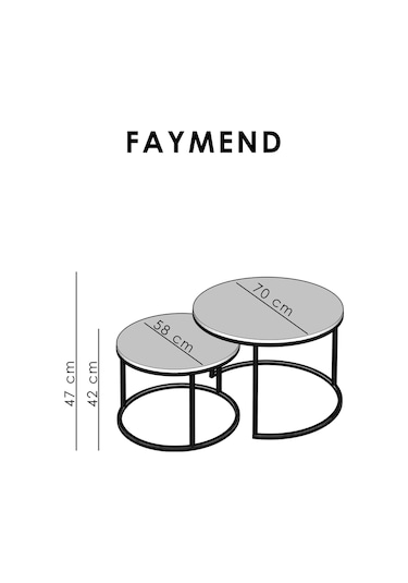 Faymend Prime 2'li Orta Sehpa 'capicino' 70x58 Mavi