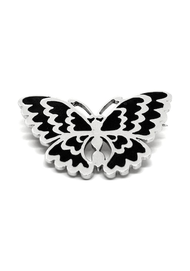 Oya Silver Siyah Mineli Gümüş Kelebek Broş 2392943