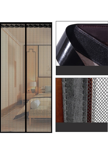 Teltree Manyetik Sineklik Perde, Kolay Kurulumlu, Sivrisineklere Karşı Etkili, Polyester Malzeme, 82x32 İnç, Çift Taraflı Yapışkan Bantlı, Kapı Ve Pencere İçin. Kahve