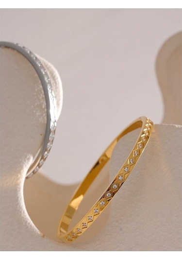 Novahub Altın 60mm Moda Döküm Bileklik Kadınlar İçin Kübik Zirkonya 18k Pvd Kaplama Kadın Bilezik Trendy Takı Altın