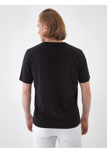 Xint Siyah Pamuk Dokulu Slim Fit Tişört 502206