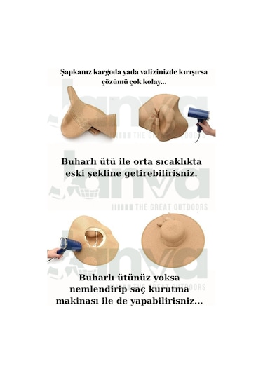 Yazlık Koruyucu Hasır Şapka Plaj Fötür Kurdeleli Son Model Bej