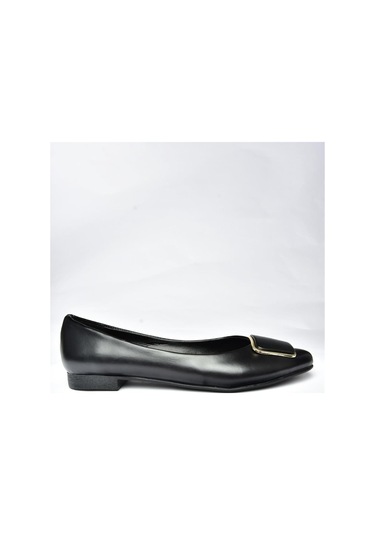 Fox Shoes P726776309 Siyah Toka Aksesuarlı Kadın Babet Siyah-suni Deri Siyah