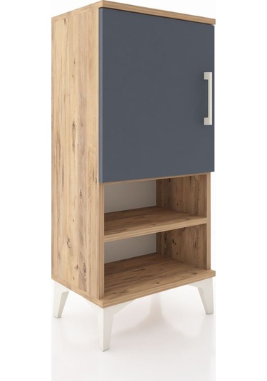 Arges Komodin 3 Raflı Tek Kapaklı 44x30x96 Çam-antrasit Çam