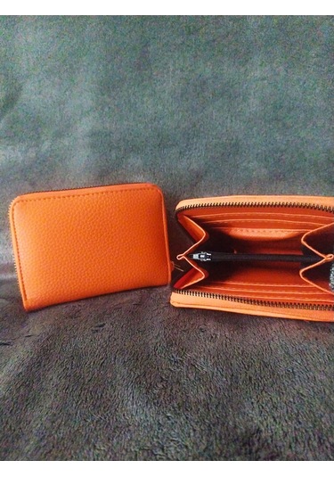 Turuncu Renk Cüzdan - Orta 13,5 9,5 Cm Turuncu