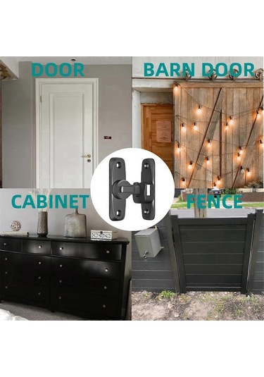 90/180 Derece Açılı Çevirmeli Ve Sürgülü Ahır Kapısı Kilidi. Ağır Hizmet Tipi Çinko Alaşımlı Hırsızlık Önleyici Cıvata. Siyah